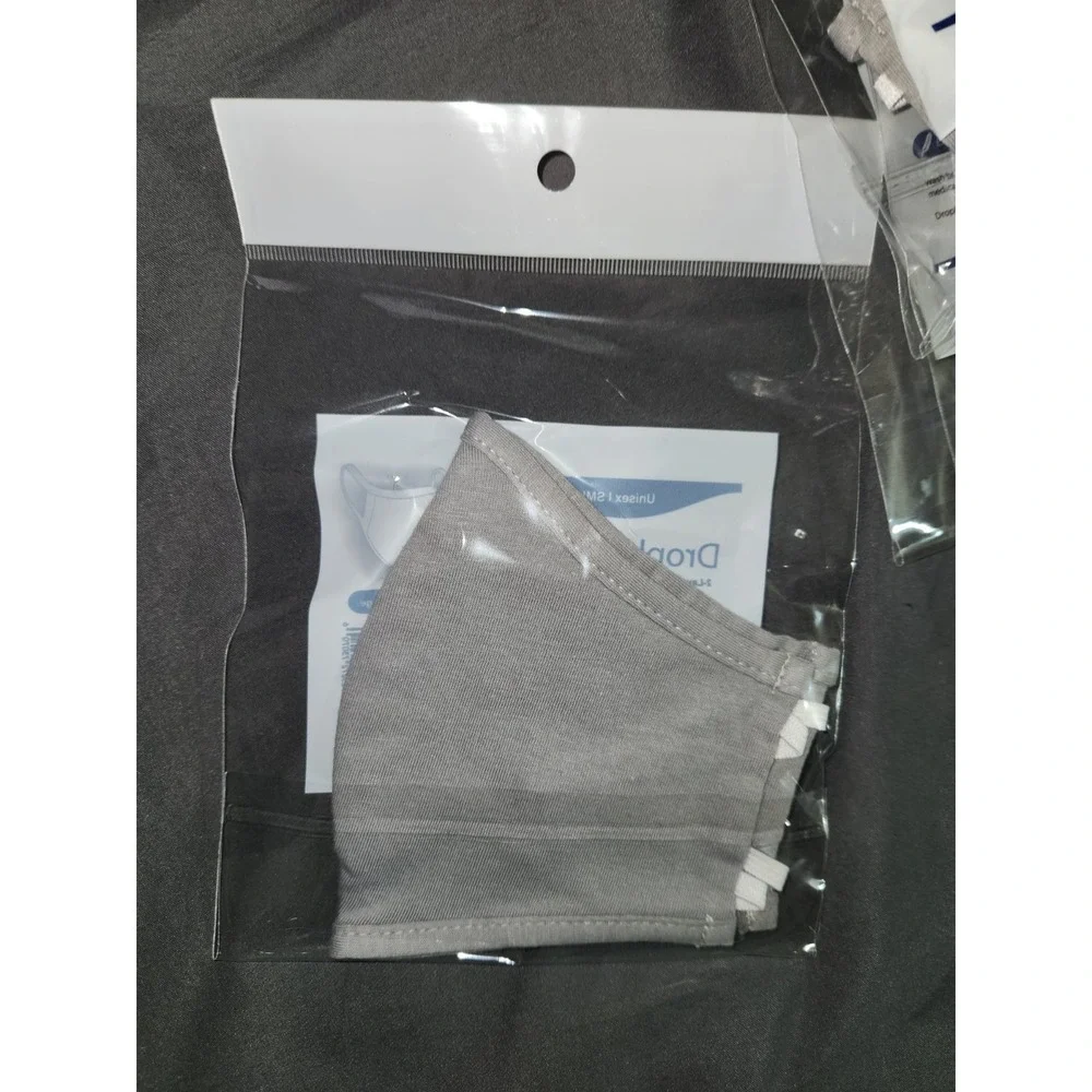 (50)‎ Lot of Unisex Gray Droplet Guard 2 Layer Jersey Cotton Face Covering Mask